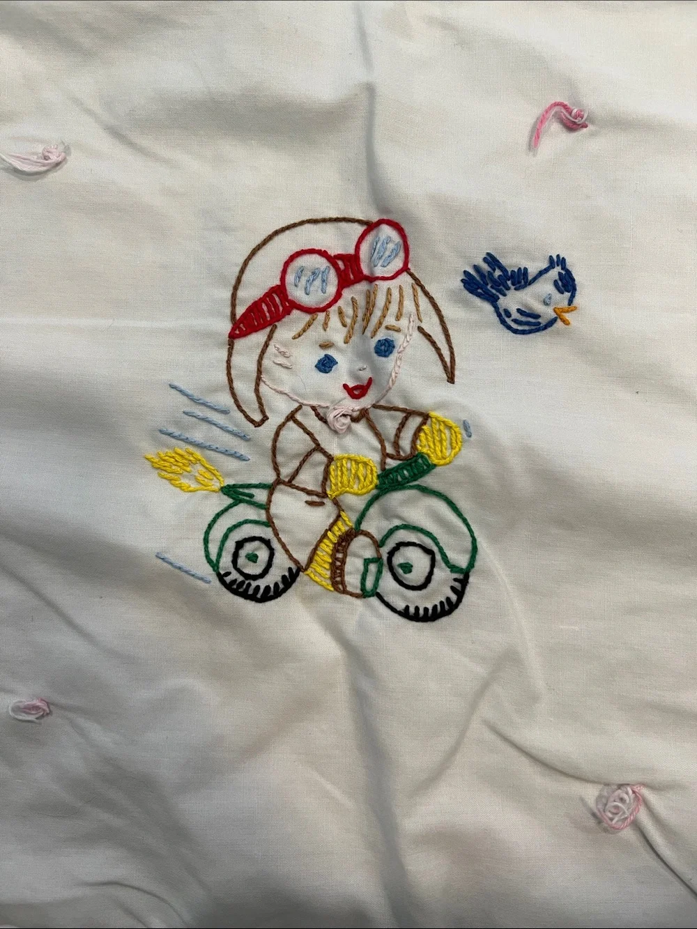 Vintage Floor Blanket - tummy time, baby blanket, quilt, 39x53”, embroidered